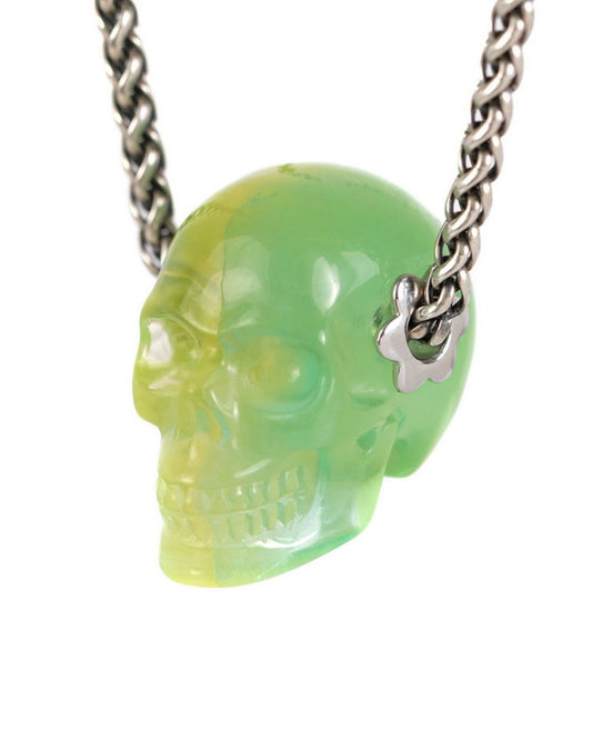 Skullis Signature Fluorite Gem Skull Pendant or Necklace, Hand Carved, for Women & Men - ZR19900003