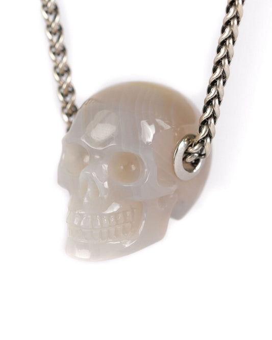 Skullis Signature Agate Gem Skull Pendant or Necklace, Hand Carved, Sterling Silver 925 Chain, for Women & Men - 9900006