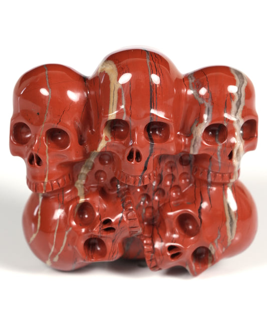 The Circle of Guardians - Gem Skull Buckle of Red Jasper Carved Skull with Genuine Leather - ZR19900015