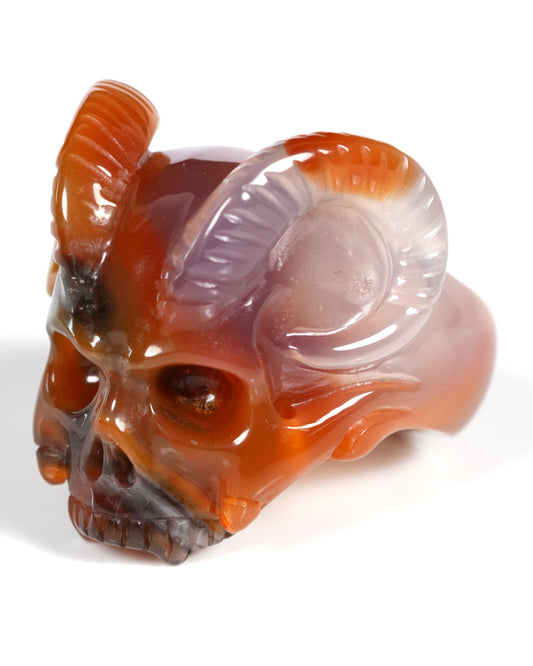 The Infernal Sovereign - Gem Skull Ring of Agate Carved Beast Skull, US size 10 - ZR19900028