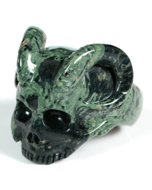 The Infernal Sovereign - Gem Skull Ring of Kambaba Jasper Carved Beast Skull, US size 12 - ZR19900030