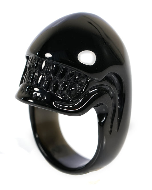 Inner Sight - Gem Skull Ring of Black Obsidian Carved Skull US size 9.5- ZR19900040