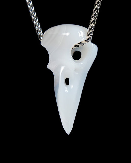 Night Pathfinder - Skullis Agate Gem Raven Skull Pendant or Necklace, Hand Carved, for Women & Men - ZR19900041