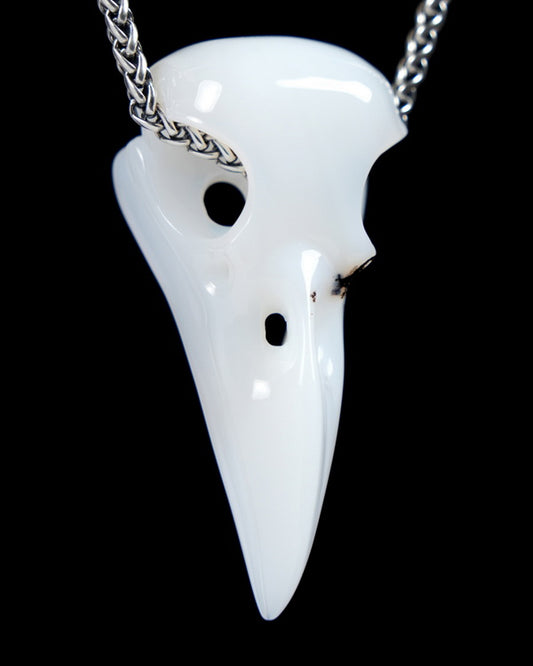 Night Pathfinder - Skullis Agate Gem Raven Skull Pendant or Necklace, Hand Carved, for Women & Men - ZR19900042