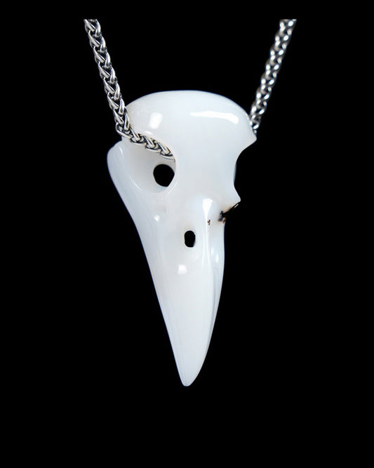 Night Pathfinder - Skullis Agate Gem Raven Skull Pendant or Necklace, Hand Carved, for Women & Men - ZR19900042