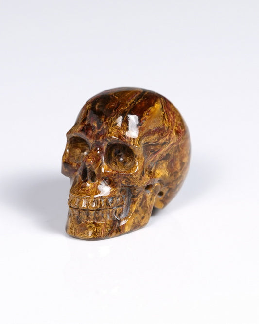 Super Flash 1.1" Pietersite Carved Gem Skull, Skullis Realistic - 9900065