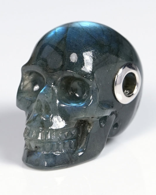 Skullis Signature Skull Pendant Necklace of Labradorite Carved Skull - ZR19900066