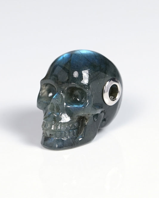 Skullis Signature Skull Pendant Necklace of Labradorite Carved Skull - ZR19900066