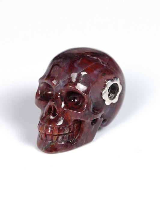 Skullis Signature Red Pietersite Gem Skull Pendant or Necklace, Hand Carved, for Women & Men - ZR19900067