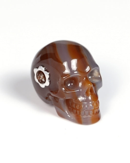 Skullis Signature Agate Gem Skull Pendant or Necklace, Hand Carved, for Women & Men - ZR19900069