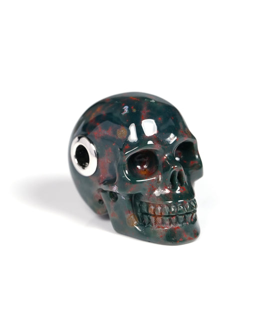 Skullis Signature Bloodstone Gem Skull Pendant or Necklace, Hand Carved, for Women & Men - ZR19900113