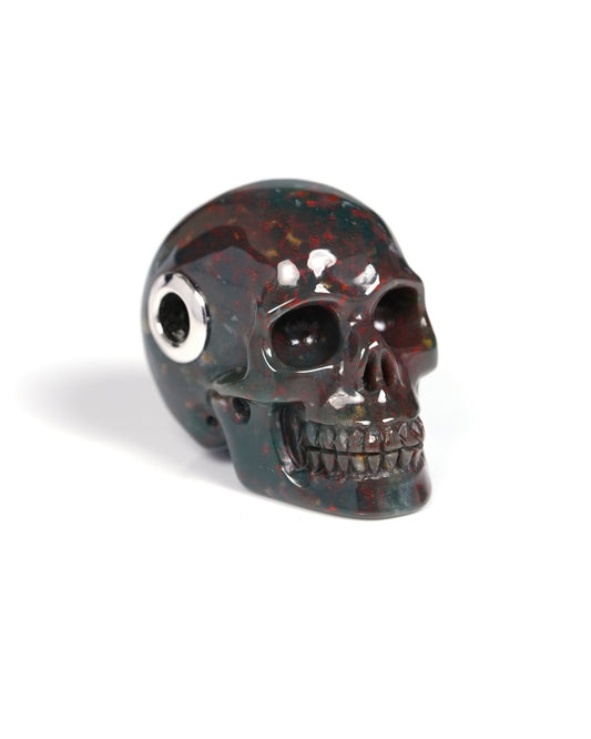 Skullis Signature Bloodstone Gem Skull Pendant or Necklace, Hand Carved, for Women & Men - ZR19900114