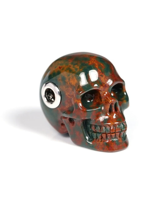 Skullis Signature Bloodstone Gem Skull Pendant or Necklace, Hand Carved, for Women & Men - ZR19900119