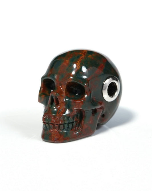 Skullis Signature Bloodstone Gem Skull Pendant or Necklace, Hand Carved, for Women & Men - ZR19900122