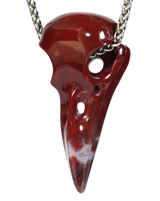 Night Pathfinder - Gem Raven Skull Pendant Necklace of Indian Agate Crystal Raven Pendant - ZR19900160