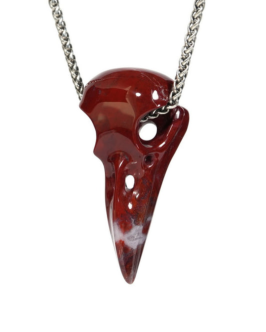 Night Pathfinder - Gem Raven Skull Pendant Necklace of Indian Agate Crystal Raven Pendant - ZR19900160