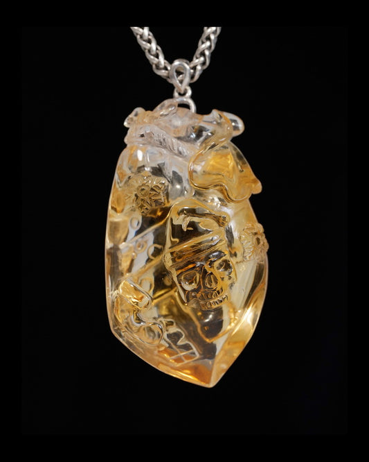 Skullis Citrine Gem Christmas Skull Pendant or Necklace with Bail in 925 Sterling Silver, Hand Carved, for Women & Men - T9900162