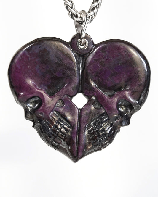 Skullis Sugilite Gem Skull Pendant or Necklace, Hand Carved, for Women & Men - ZR19900168