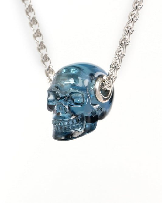 Skullis Signature Topaz Gem Skull Pendant or Necklace, Hand Carved, for Women & Men - ZR19900195