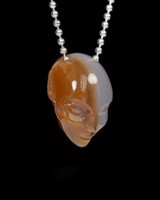 Gem Elf Pendant Necklace of Agate Carved Hollow Elf - 9900258