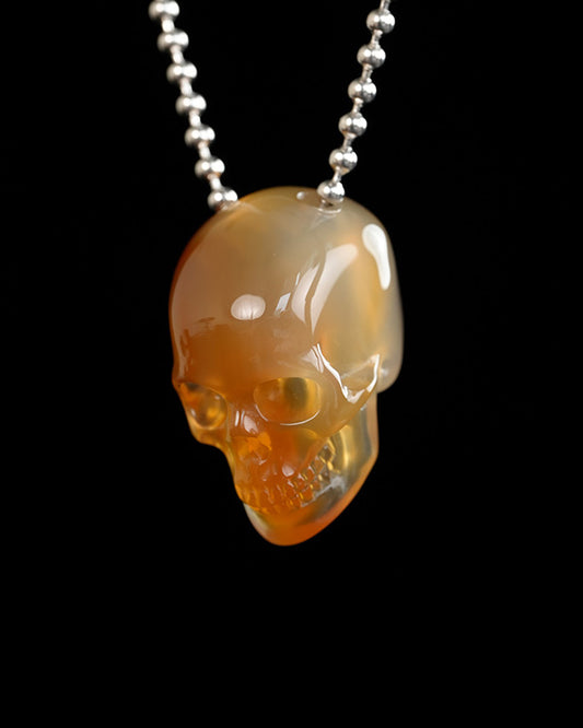 Hollow Essence - Gem Skull Pendant Necklace of Carnelian Carved Hollow Skull - Y9900315