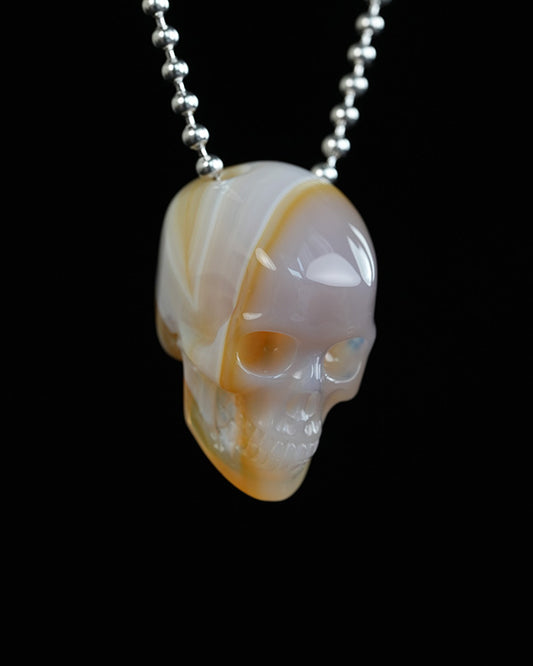 Hollow Essence - Gem Skull Pendant Necklace of Agate Carved Hollow Skull - Y9900317