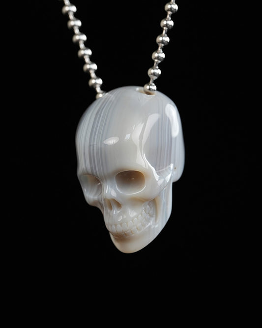 Hollow Essence - Gem Skull Pendant Necklace of Agate Carved Hollow Skull - Y9900318