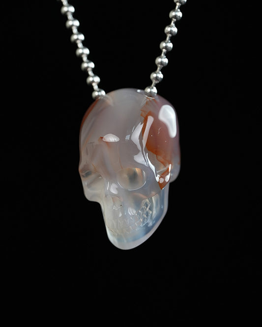 Hollow Essence - Gem Skull Pendant Necklace of Agate Carved Hollow Skull - Y9900320