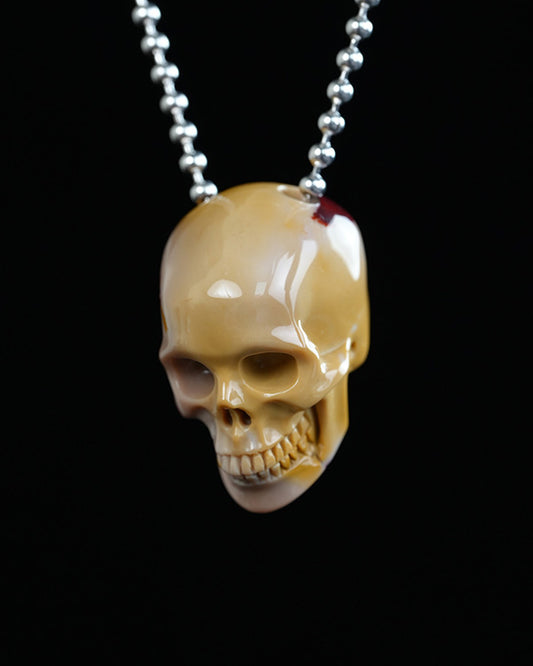 Hollow Essence - Gem Skull Pendant Necklace of Mookaite Jasper Carved Hollow Skull - Y9900322