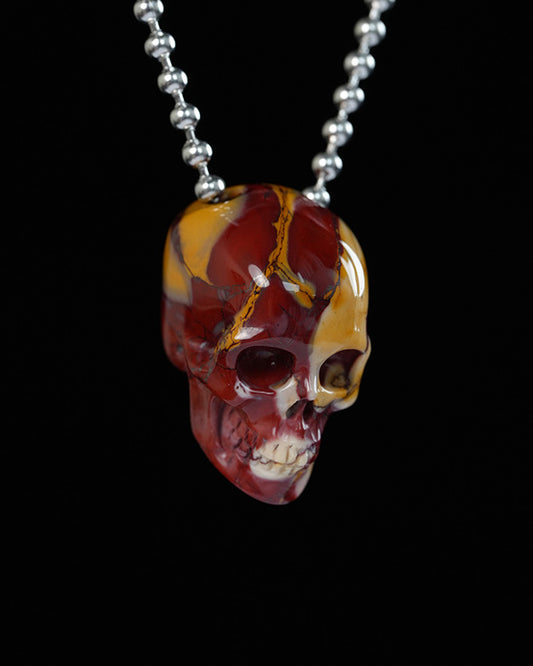 Hollow Essence - Gem Skull Pendant Necklace of Mookaite Jasper Carved Hollow Skull - Y9900323