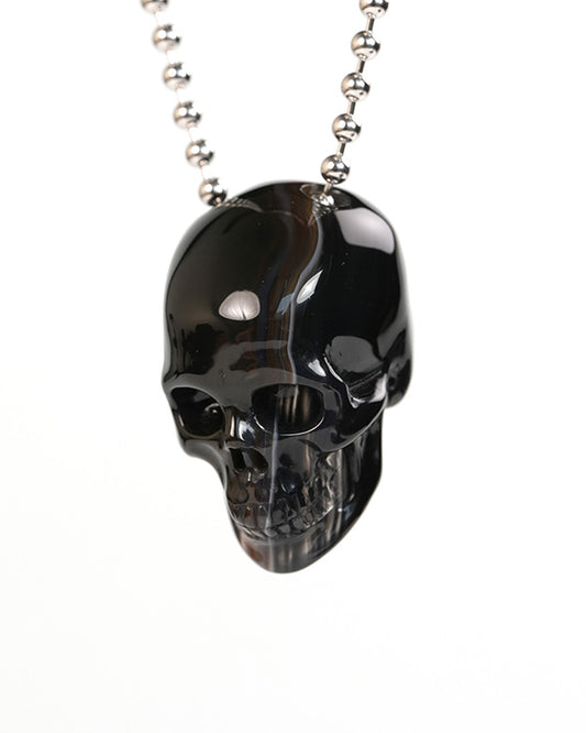 Hollow Essence - Gem Skull Pendant Necklace of Agate Carved Hollow Skull - Y9900324