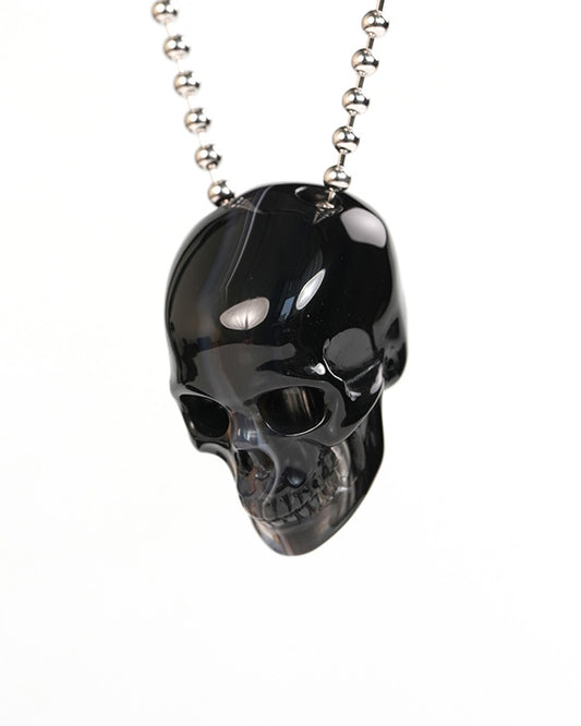 Hollow Essence - Gem Skull Pendant Necklace of Agate Carved Hollow Skull - Y9900325