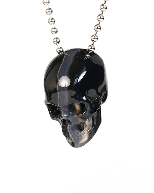Hollow Essence - Gem Skull Pendant Necklace of Agate Carved Hollow Skull - Y9900326
