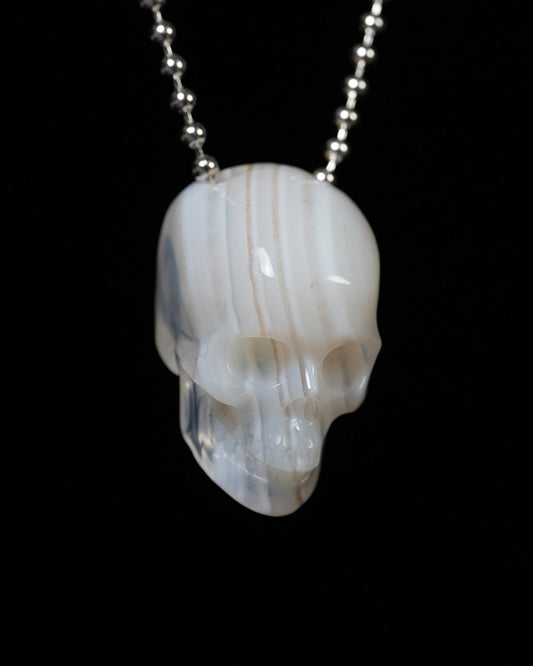 Hollow Essence - Gem Skull Pendant Necklace of Agate Carved Hollow Skull - Y9900341