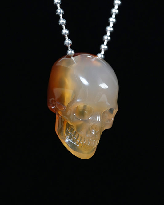Hollow Essence - Gem Skull Pendant Necklace of Agate Carved Hollow Skull - Y9900343