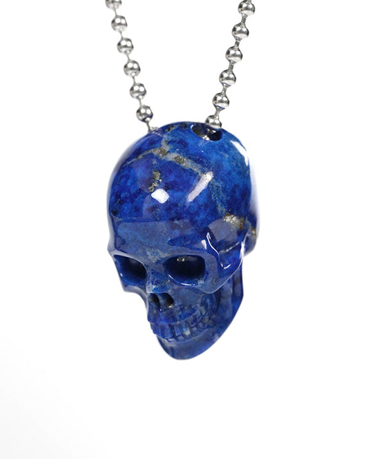 Hollow Essence - Gem Skull Pendant Necklace of Lapis Lazuli Carved Hollow Skull - Y9900351
