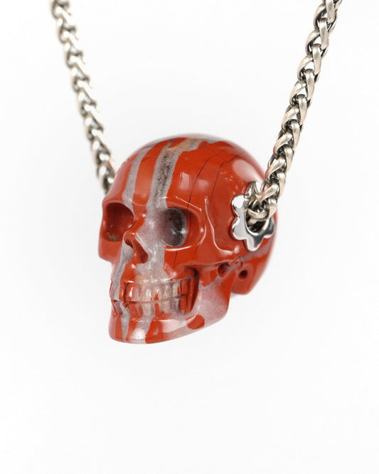 Skullis Signature Red Jasper Gem Skull Pendant or Necklace, Hand Carved, for Women & Men -Y9900356