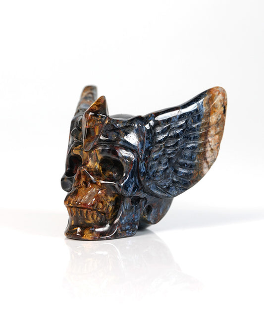 1.9" Pietersite Hand Carved Guardian Crystal Skull Sculpture, Crystal Healing - Y9900358