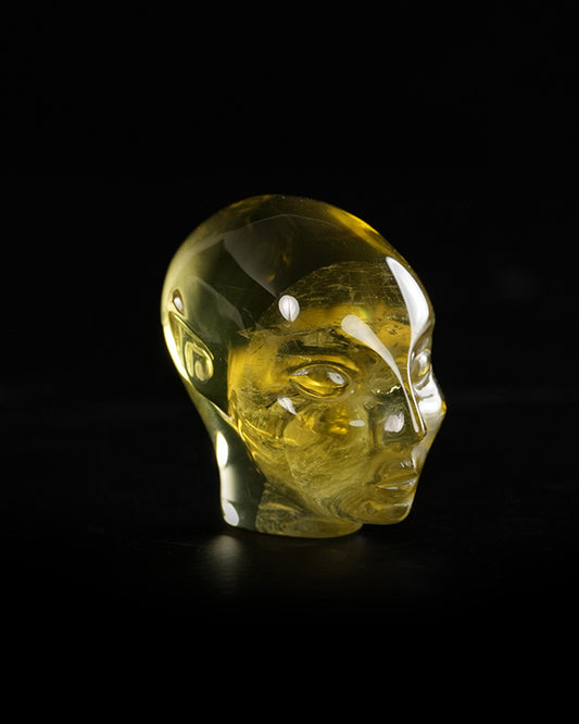 1.2" Citrine Hand Carved Gem Elf, Skullis Realistic - 9900370