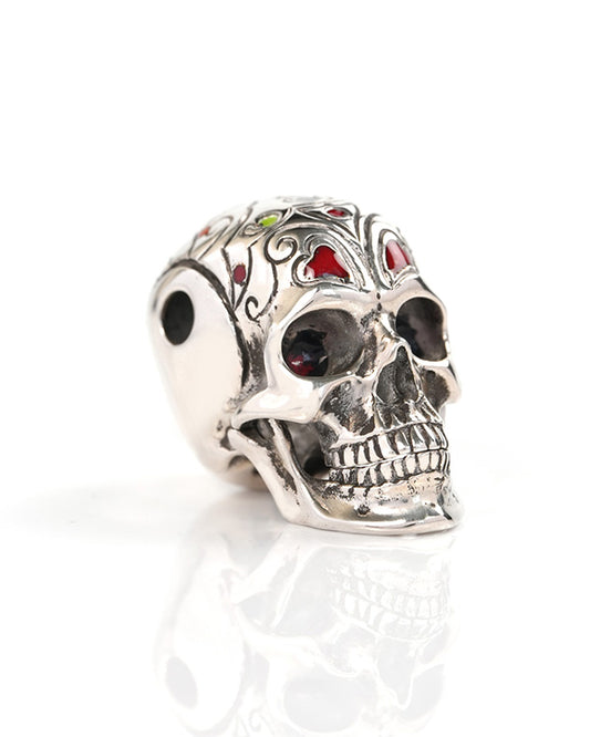 Skullis Signature Cloisonné with 925 Sterling Silver Skull Pendant or Necklace, Hand Carved, for Women & Men - Y9900374