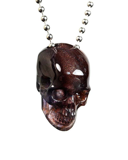Hollow Essence - Gem Skull Pendant Necklace of Iolite Carved Hollow Skull - Y9900416