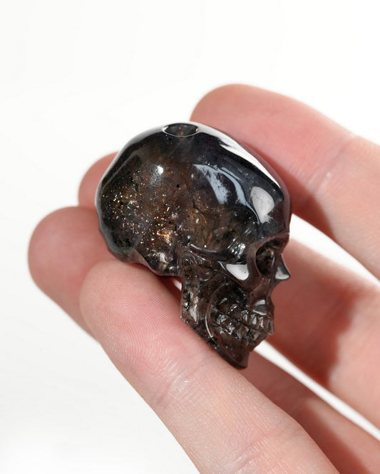 Hollow Essence - Gem Skull Pendant Necklace of Iolite Carved Hollow Skull - Y9900419