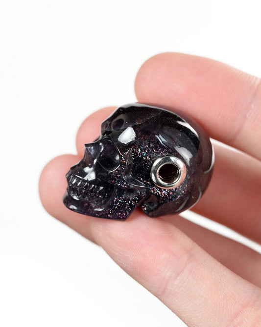 Skullis Signature Iolite Gem Skull Pendant or Necklace, Hand Carved, for Women & Men -Y9900420