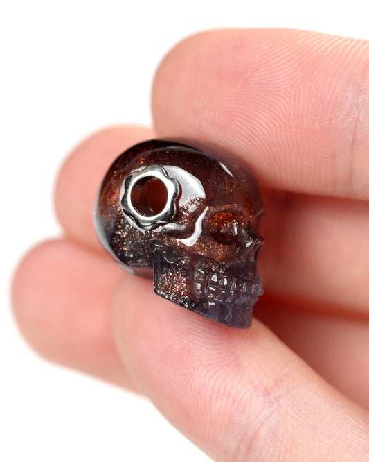 Skullis Signature Iolite Gem Skull Pendant or Necklace, Hand Carved, for Women & Men -Y9900422