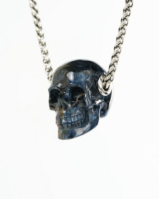 Skullis Signature Pietersite Gem Skull Pendant or Necklace, Hand Carved, for Women & Men - 9900428
