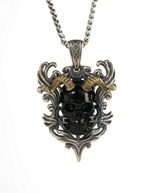 Skullis Black Obsidian Gem Skull Pendant or Necklace, Hand Carved, for Women & Men - 9900490