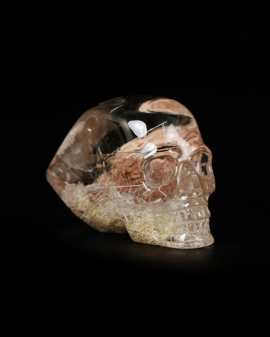 1.6" Phantom Quartz Rock Crystal Hand Carved Crystal Skull Sculpture, Crystal Healing - 9900529