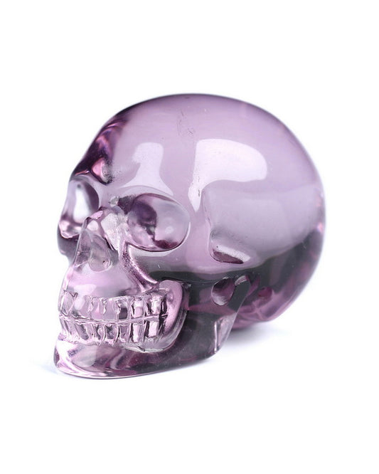 0.9" Amethyst Carved Gem Skull, Skullis Realistic - 9500005