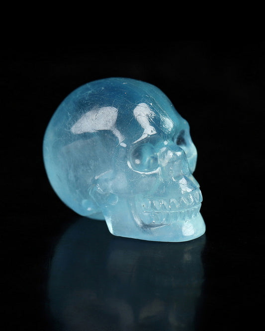 Gem Skull of Aquamarine Carved Skull, Realistic