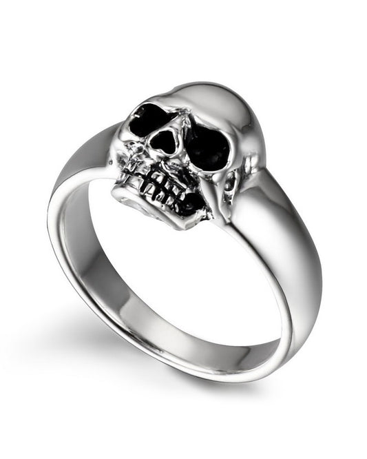 Gem Skull Ring of Pinky Ring Carved Skull in Mini 925 Sterling Silver